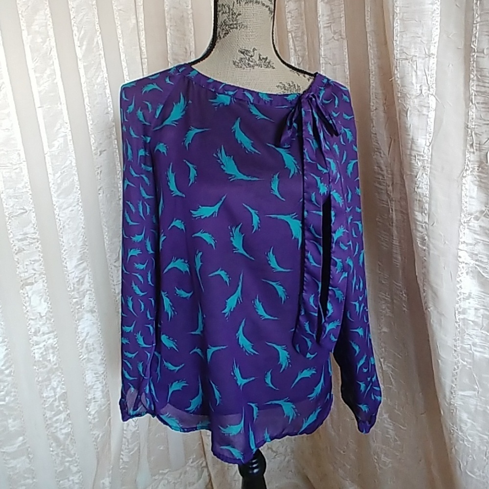 Ann Taylor LOFT Sheer Purple Blouse Top